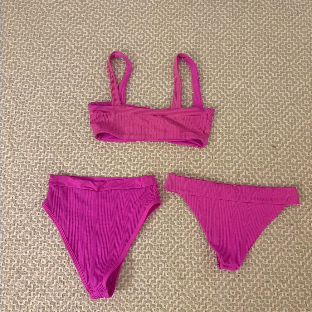LSPACE Pink Ribbed Bikini Set - Picture 2 of 5